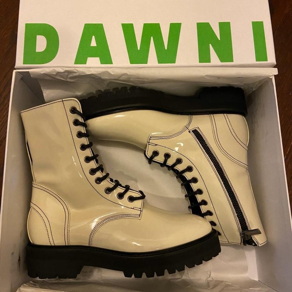 DAWNI Italy Patent Leather Combat Boots Size EU38